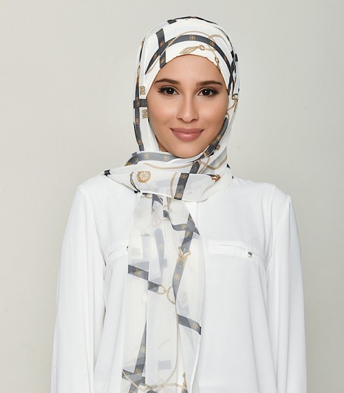 Buckle Cream-Printed Georgette