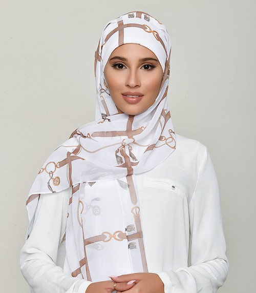 Buckle White-Printed Georgette