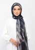 Black Marble-Printed Plus Crinkled Chiffon