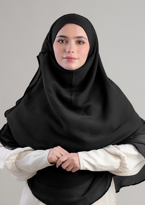 Jet Black-Plain Crepe Chiffon