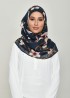 Blossom Navy-Printed Crinkled Chiffon