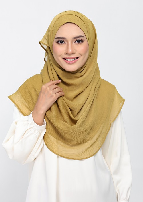 Bronze Mist-Plain Crinkled Chiffon