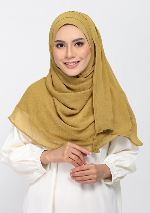 Bronze Mist-Plain Crinkled Chiffon