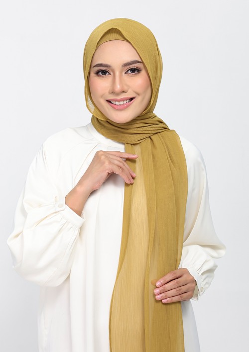 Bronze Mist-Plain Crinkled Chiffon