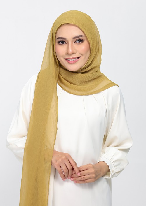 Bronze Mist-Plain Crinkled Chiffon