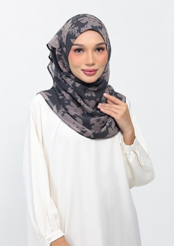 Grey Bouquet - Printed Plus Crinkled Chiffon