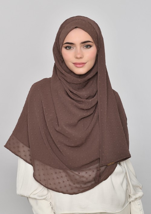 Chocolate-Plain Mosaic Butti Chiffon (CLASSIC)