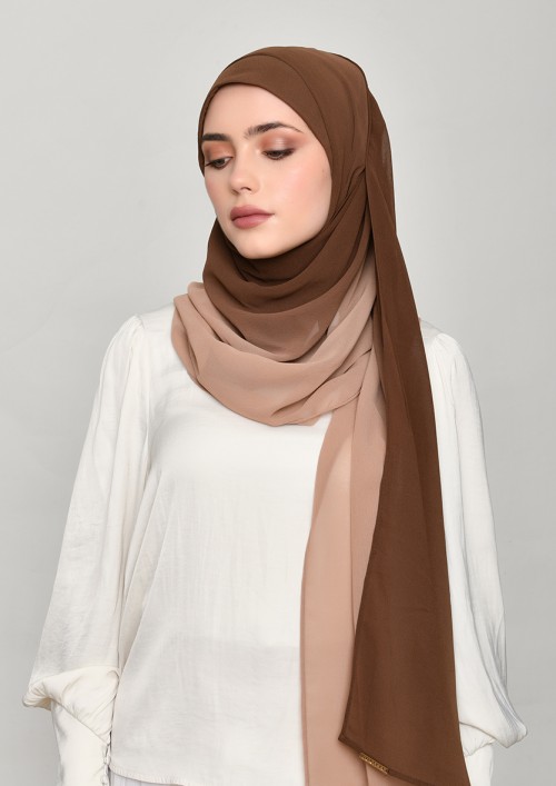 BrownBeige-Plain Georgette