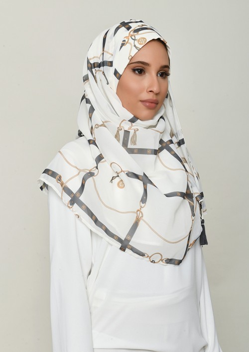 Buckle Cream-Printed Georgette