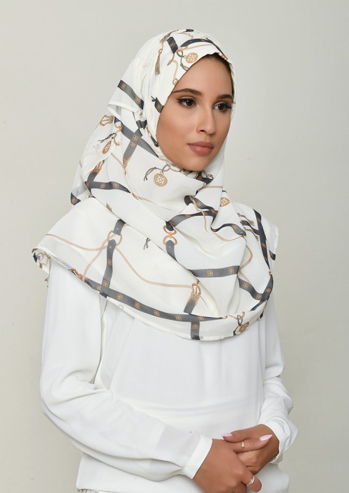 Buckle Cream-Printed Georgette