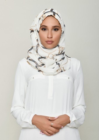 Buckle Cream-Printed Georgette