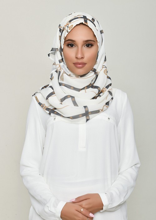 Buckle Cream-Printed Georgette