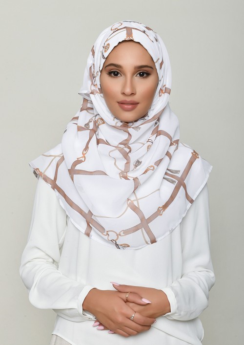 Buckle White-Printed Georgette