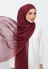 Burgundy-Plain Crinkled Chiffon