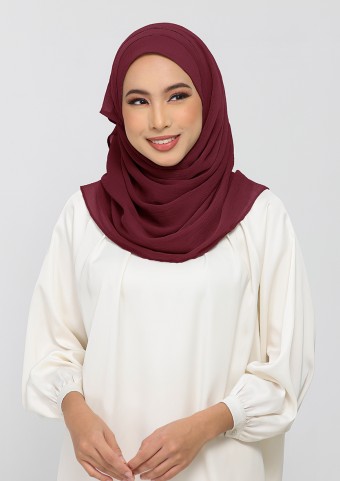Burgundy-Plain Crinkled Chiffon