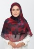 Burning Rose-Printed Plus Crinkled Chiffon