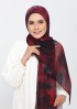 Burning Rose-Printed Plus Crinkled Chiffon