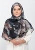 Candle Smoke-Printed Plus Crinkled Chiffon