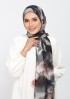 Candle Smoke-Printed Plus Crinkled Chiffon