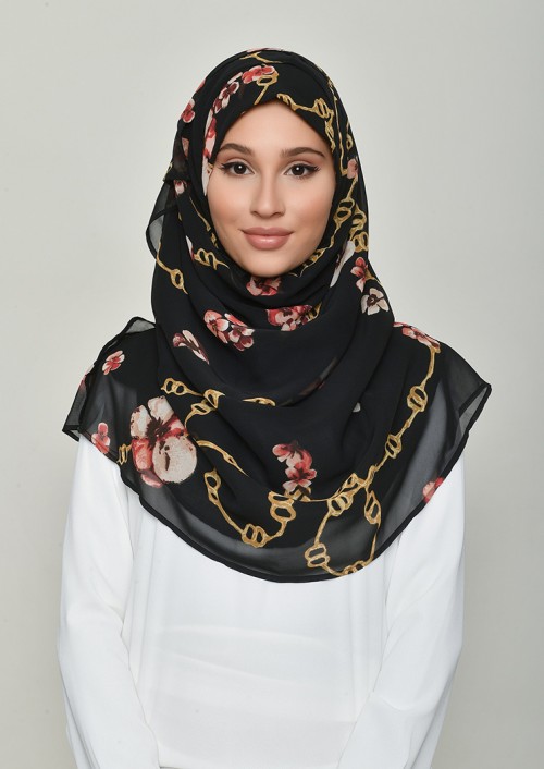 Chains Black-Printed Georgette