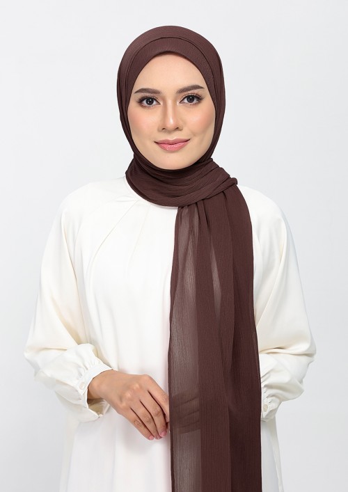 Chocolate - Plain Crinkled Chiffon