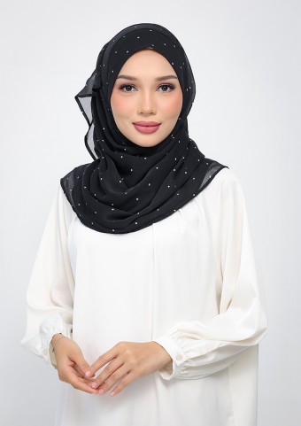 Classic Polka-Printed Plus Crinkled Chiffon