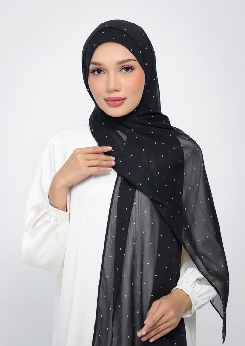 Classic Polka-Printed Plus Crinkled Chiffon