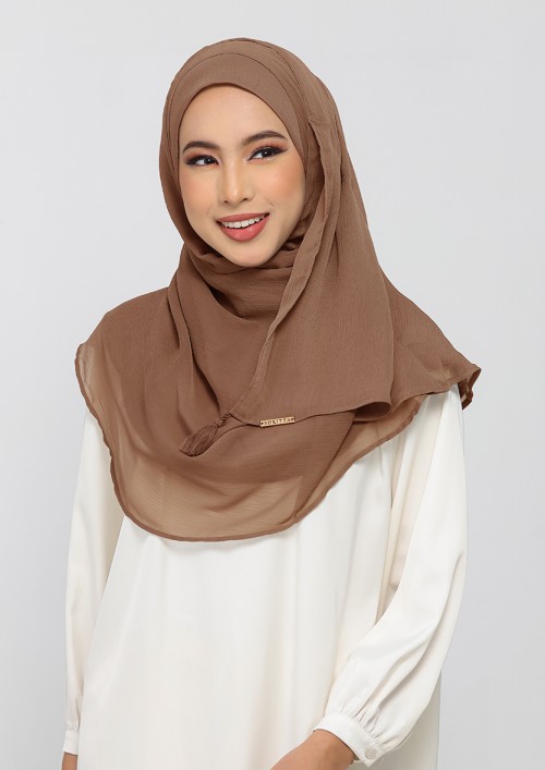 Clay-Plain Crinkled Chiffon