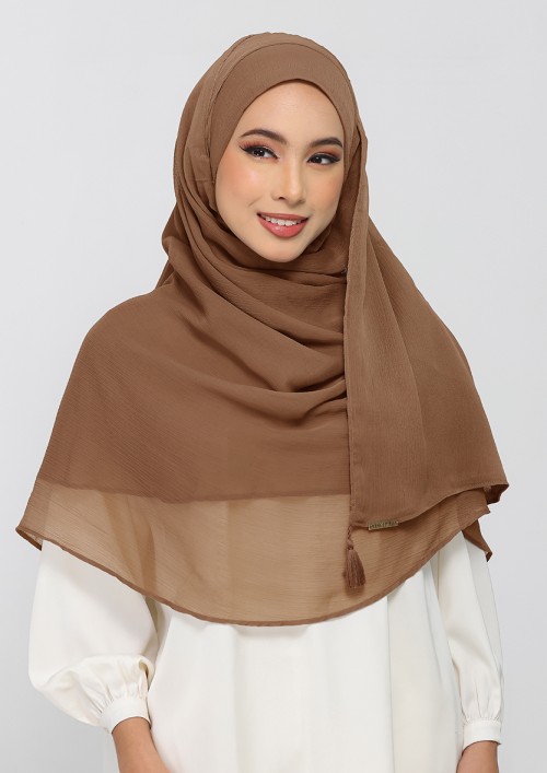 Clay-Plain Crinkled Chiffon