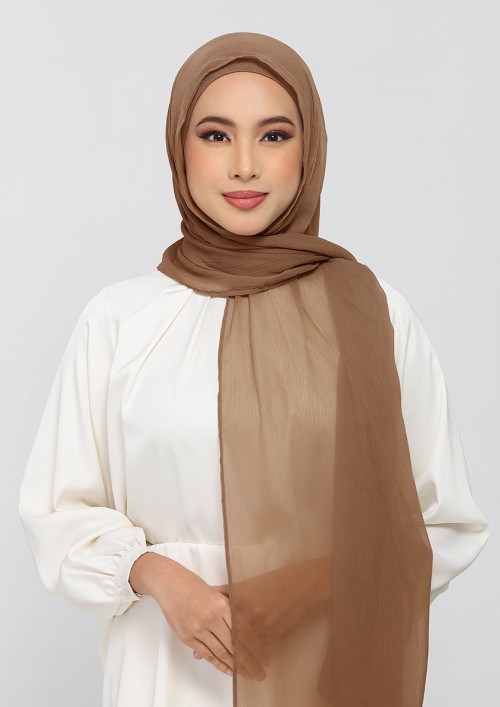 Clay-Plain Crinkled Chiffon