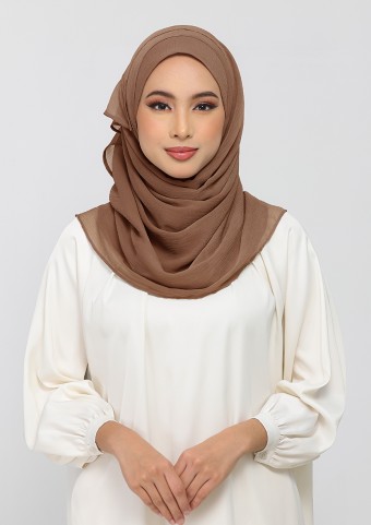 Clay-Plain Crinkled Chiffon