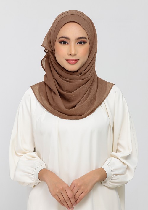 Clay-Plain Crinkled Chiffon
