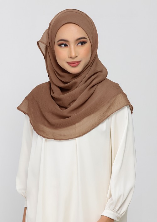 Clay-Plain Crinkled Chiffon