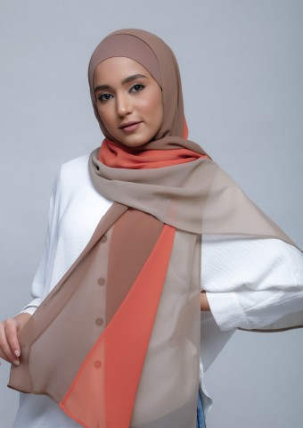ClayPapayaTan-Freestyle with Inner-Plain Crepe Chiffon