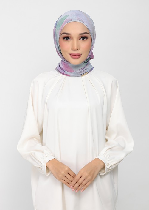 Cloudy Pastel-Printed Plus Crinkled Chiffon