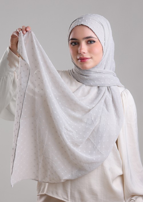 Cool Gray-Plain Mosaic Butti Chiffon