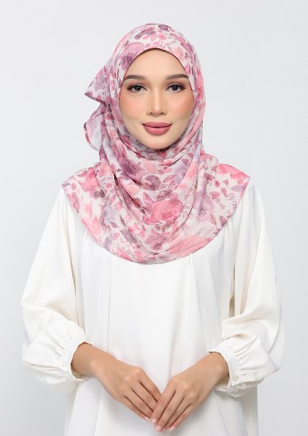 Roselle-Printed Plus Crinkled Chiffon