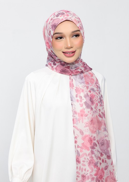 Roselle-Printed Plus Crinkled Chiffon