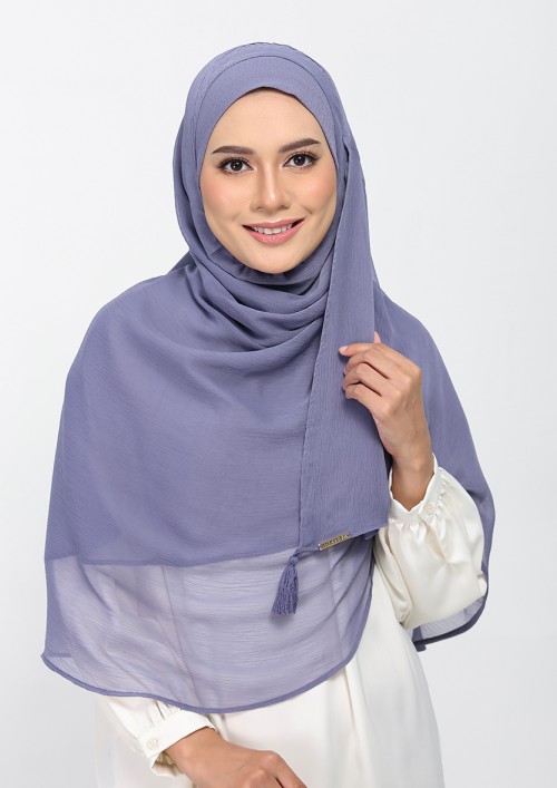 Crown Blue-Plain Crinkled Chiffon