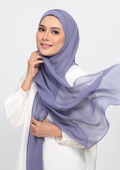 Crown Blue-Plain Crinkled Chiffon