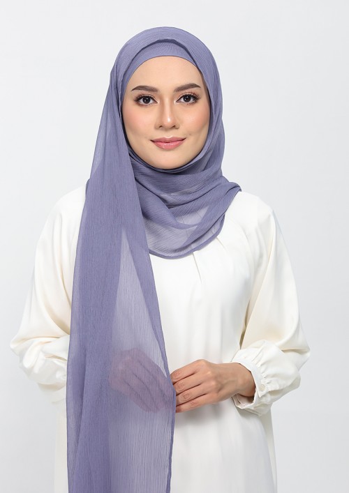 Crown Blue-Plain Crinkled Chiffon