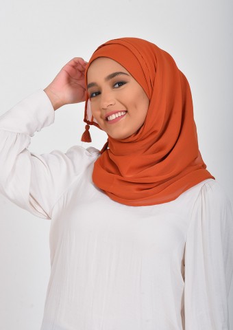 Burnt Brick-Plain Smooth Chiffon