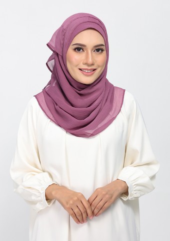 Damson Pink-Plain Crinkled Chiffon