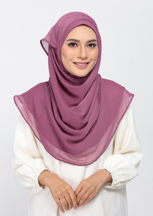 Damson Pink-Plain Crinkled Chiffon