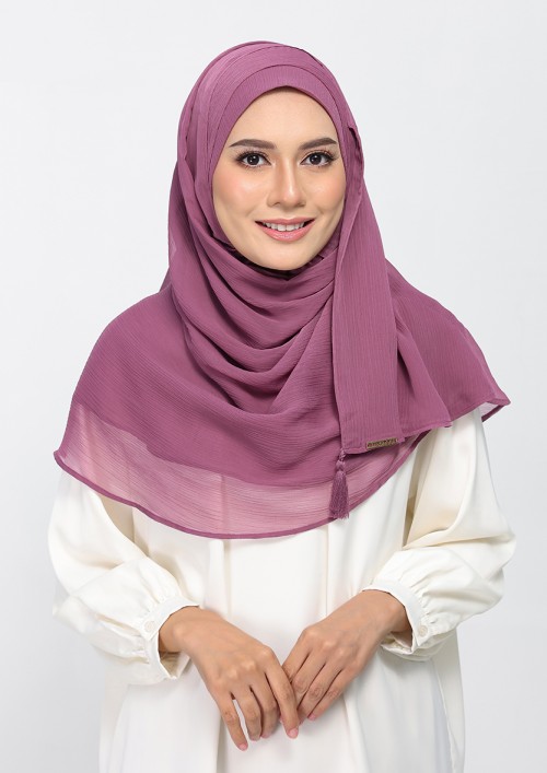 Damson Pink-Plain Crinkled Chiffon