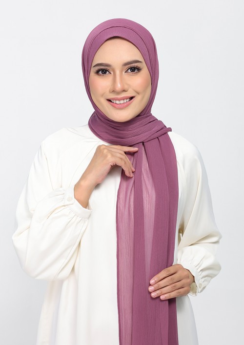 Damson Pink-Plain Crinkled Chiffon