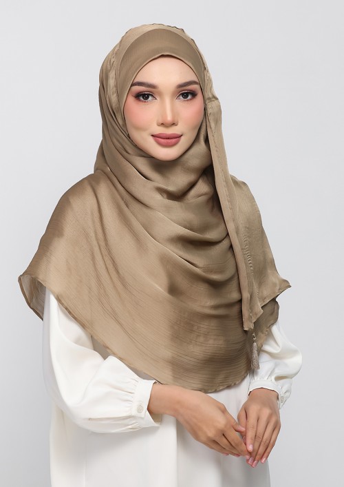 Dark khaki - PLAIN CRINKLED SATIN