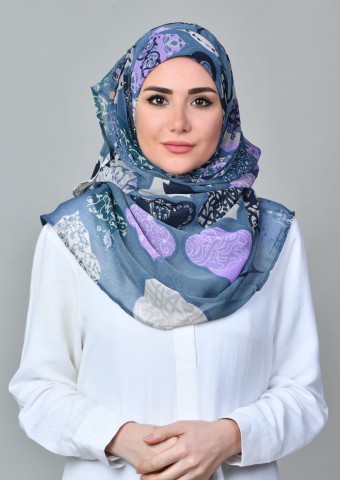 Dunyazad Blue-Printed Mosaic Chiffon