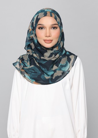Emerald Camouflage-Printed Plus Crinkled Chiffon