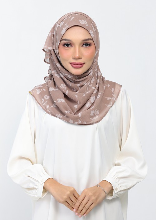 Sakina Beige-Printed Plus Crinkled Chiffon